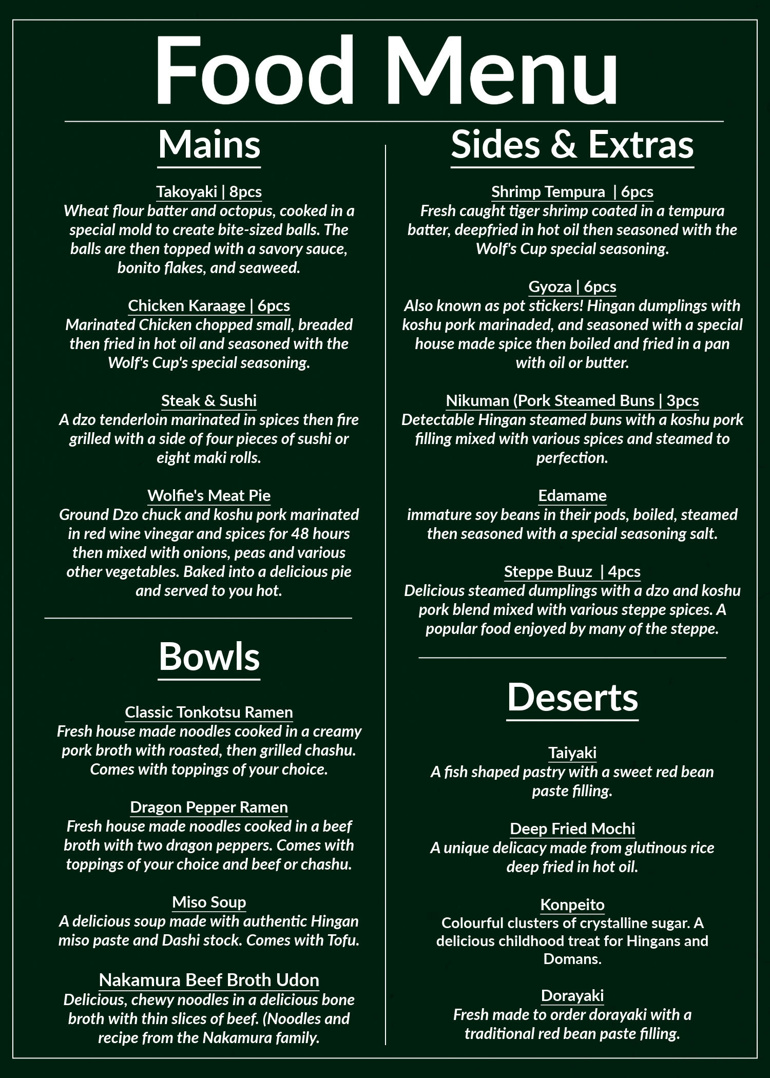 Food Menu
