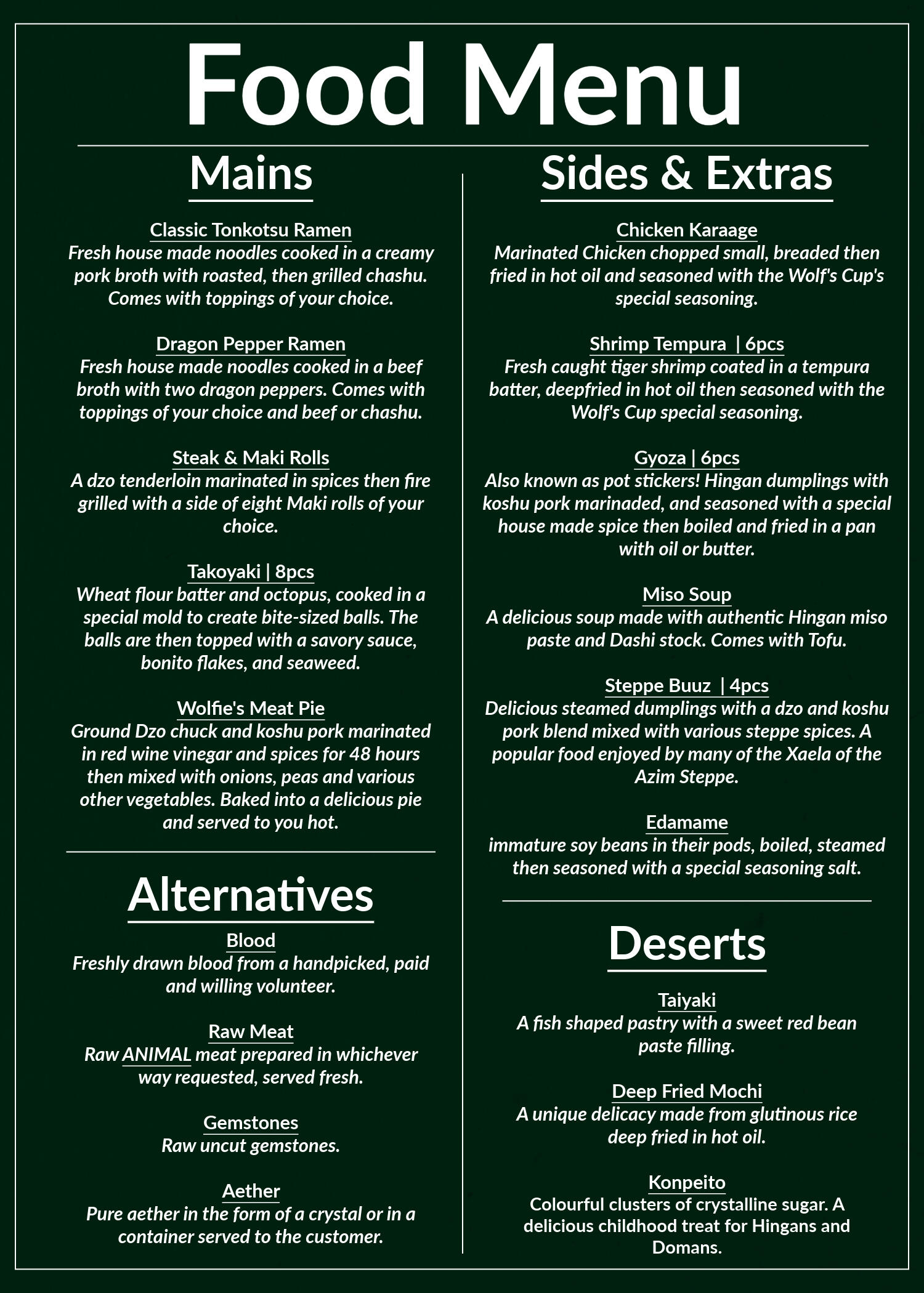 Food Menu